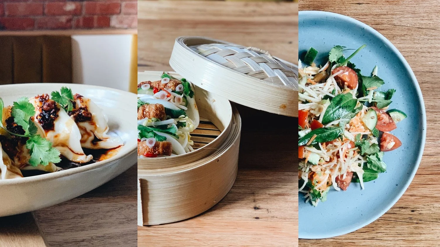 Dumplings, bao and papaya salad at Betel Boy